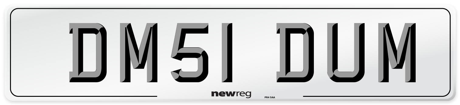 DM51 DUM Number Plate from New Reg